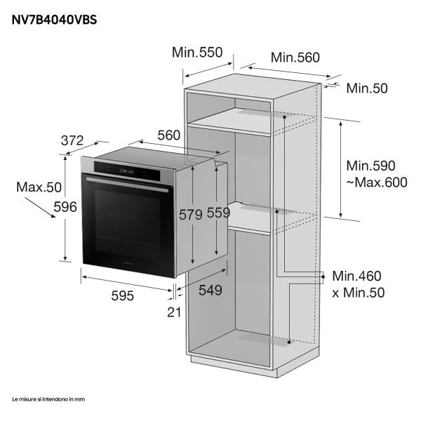 NV7B4040VBS FORNO 76 LT A+VAPORE NAT. WIFI INOX SINGLE FAN