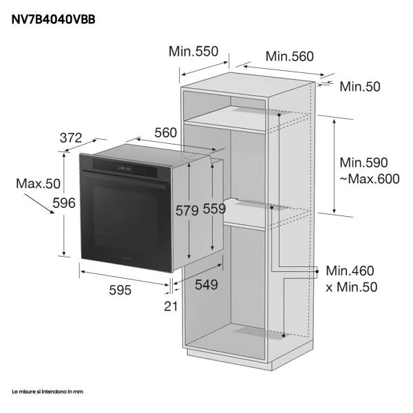 FORNO 60CM 76LT MULTIF. VAP. WIFI NERO