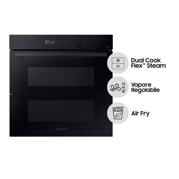NV7B5760WBK FORNO DUAL COOK FLEX 76 LT A+ VAPORE REG. AIR FRYWIFI BLACK GLASS BESP