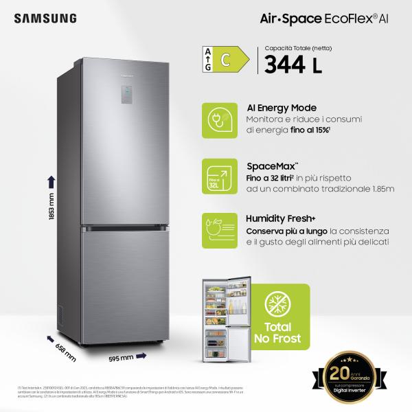 RB34C775CS9 FRIGO COMBI 344LT H185 NF C INOX METALBACK