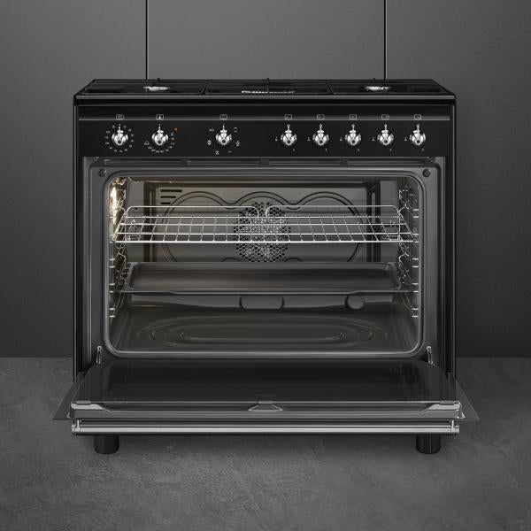 CX91GMBL CUCINA 90X60 MULTI6 VENT A 4F+1TC NERA PULIZIAVAP