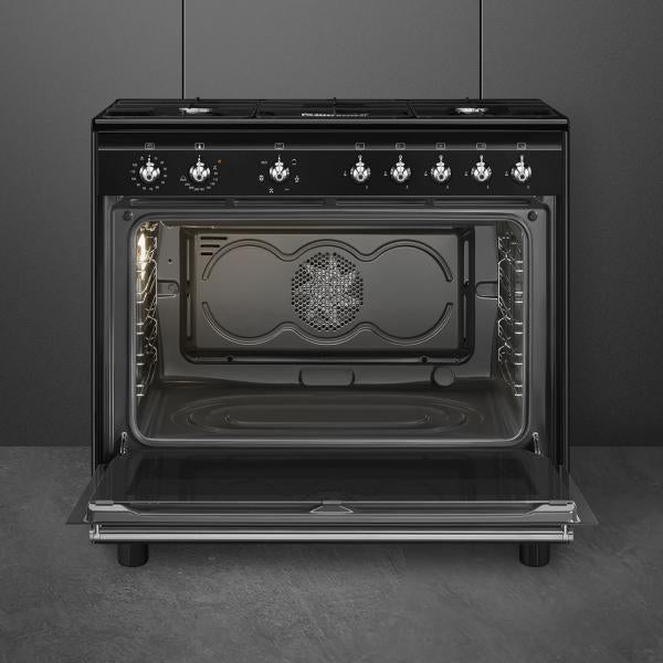 CX91GMBL CUCINA 90X60 MULTI6 VENT A 4F+1TC NERA PULIZIAVAP