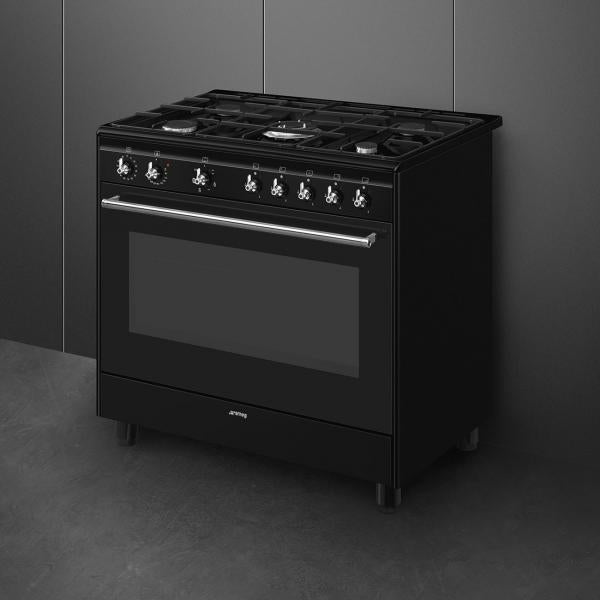 CX91GMBL CUCINA 90X60 MULTI6 VENT A 4F+1TC NERA PULIZIAVAP