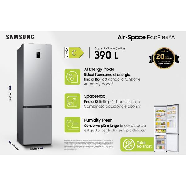 RB38C672CSA FRIGO COMBI 390LT H203 NF INOX C DISPLAY WIFI