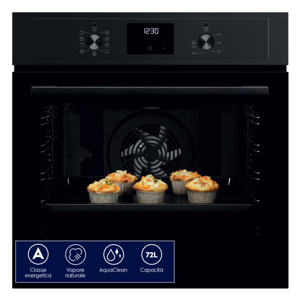 FORNO 60CM 72LT MULTIF.VAPORE PIZZA NERO