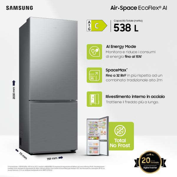 COMBI 538LT CE.C L.75CM NOFROST WIFI METAL INOX