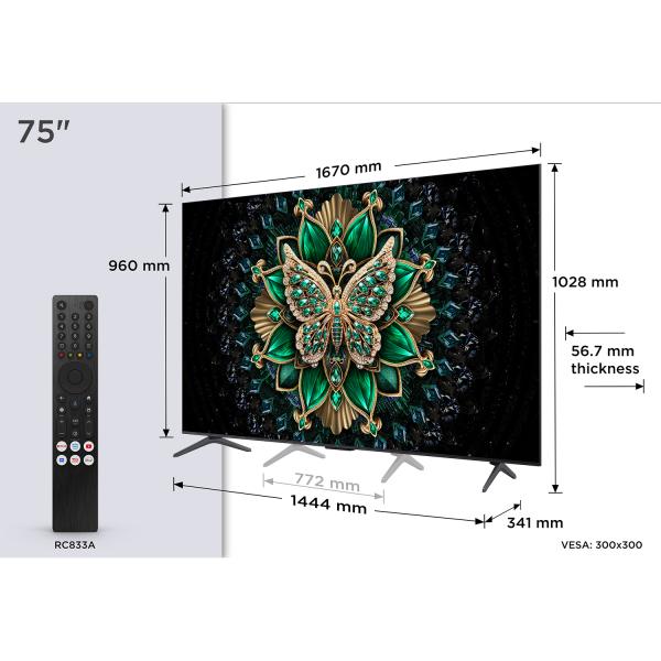 75C6K PRO TVC LED 75 MINILED QD GOOGLE TV 144 Hz HDR 1000 NIT DOLBY VISION ATMOS 40W BASE