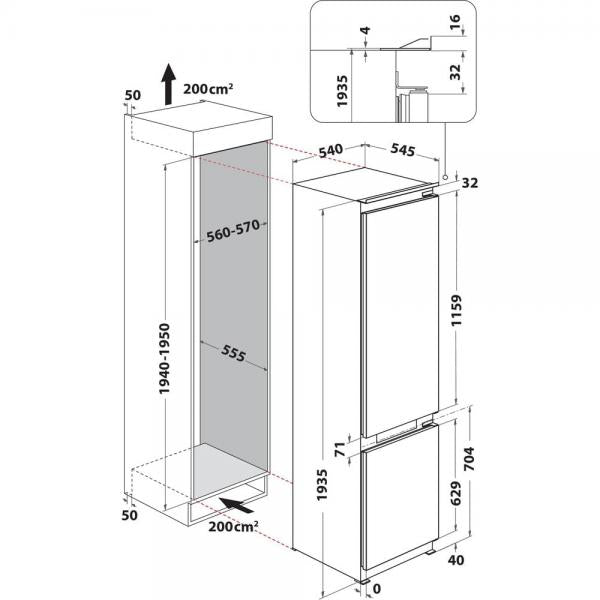 COMBI INC. 284LT H.193CM CE.E TOTAL NOFROST INVERT