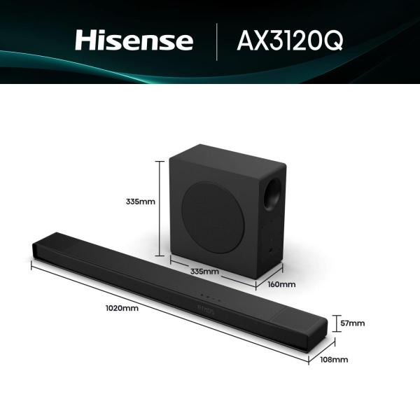 AX3120Q HOME SOUNDBAR 3.1.2 SUB 440W BT HDMI ARC OTTICO AUXUSB