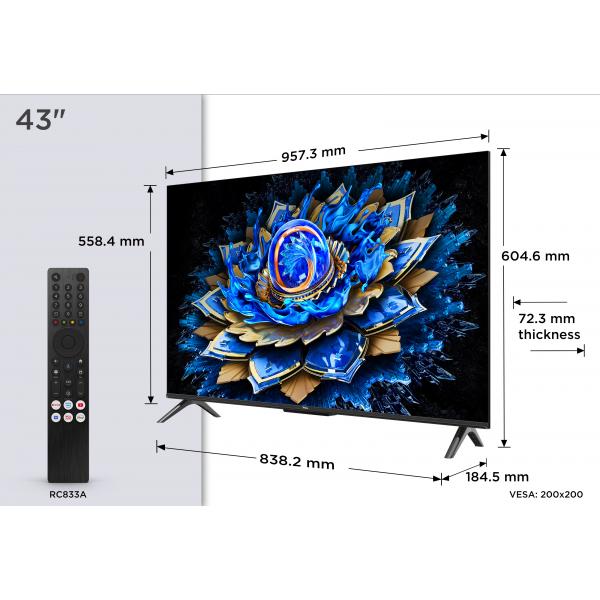 43T69C TVC LED 43 QLED 4K SMART TV HDR10+ 60 Hz DOLBY VISION ATMOS P. LATERALI