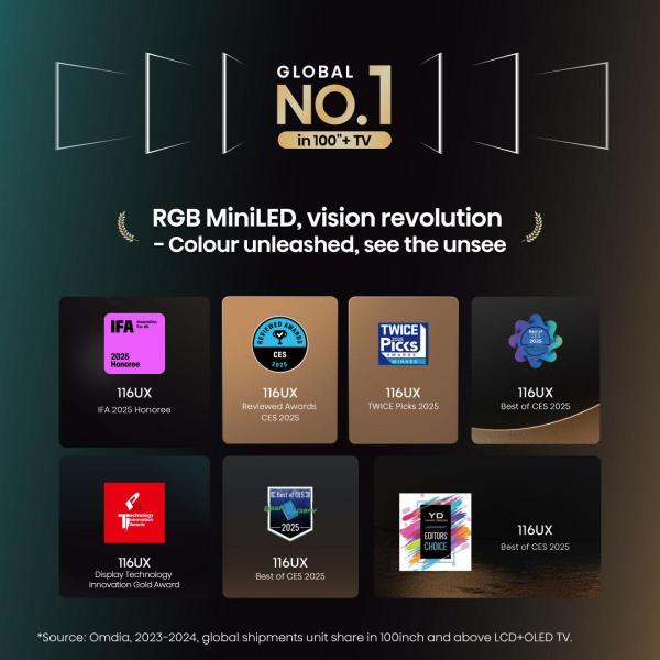 TV RGB-MINI LED 100"UHD 4K T2/S2 AI SMART VIDAA U9