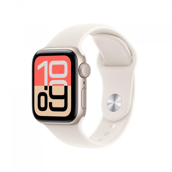 MEH34QL/A Apple Watch SE 3 GPS 40mm Starlight Aluminium Case with Starlight Sport Band - S