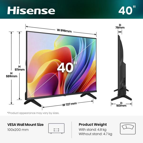 TV LED 40"FHD DVBT2/S2 SMART VIDAA