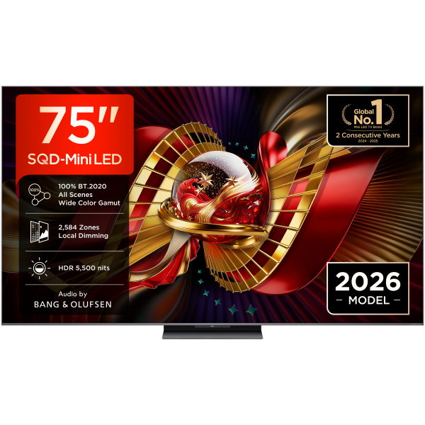 75C8L TVC LED 75 MINILED SQD GOOGLE TV 144 Hz HDR 5500 NIT AUDIO B&O BASE CENTRALE