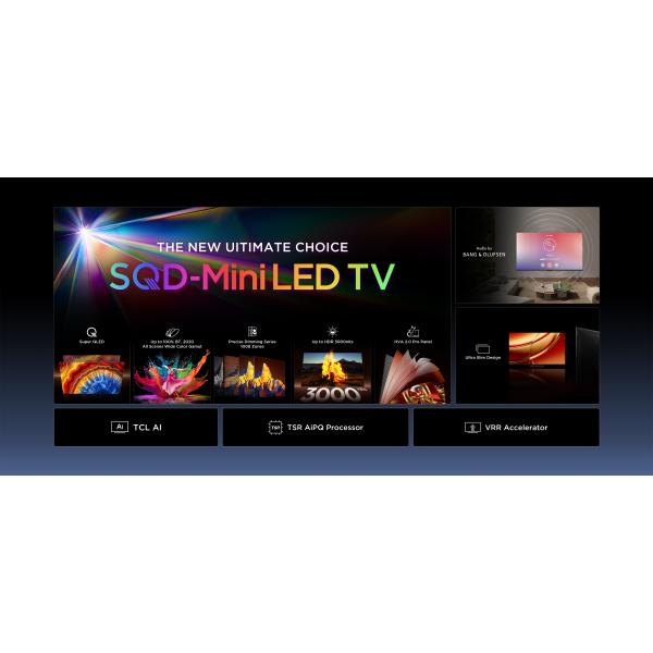 55C8L TVC LED 55 MINILED SQD GOOGLE TV 144 Hz HDR 3000 NIT AUDIO B.&O. BASE CENTRALE