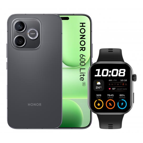 HONOR 600LITE BK + WATCH S.PHONE 6.6AMOLED 120HZ 8CORE 8/256 FOTO 108+5MP FRONT 16MP 6520mAh + WATCH 2i