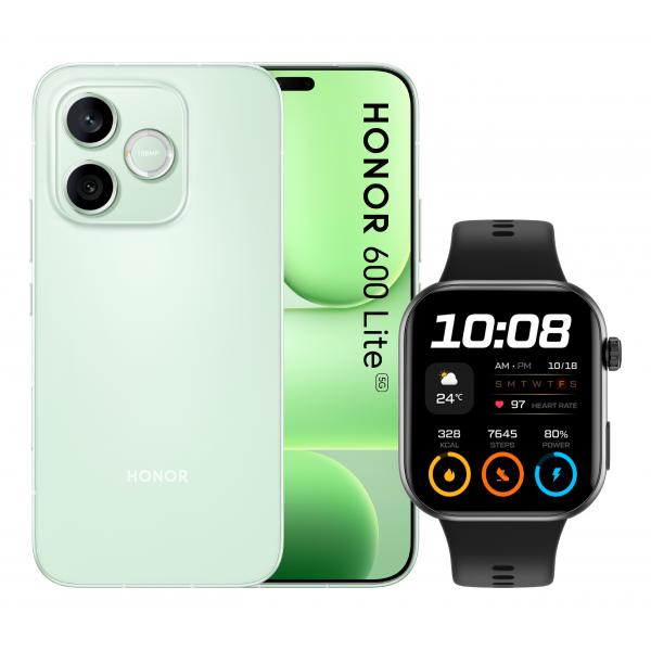HONOR 600LITE GREEN + WATCH S.PHONE 6.6AMOLED 120HZ 8CORE 8/256 FOTO 108+5MP FRONT 16MP 6520mAh + WATCH 2i