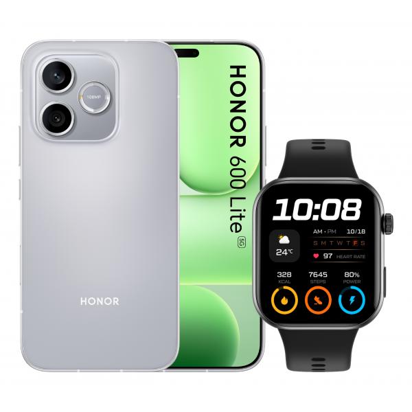 HONOR 600LITE GREY + WATCH S.PHONE 6.6AMOLED 120HZ 8CORE 8/256 FOTO 108+5MP FRONT 16MP 6520mAh + WATCH 2i