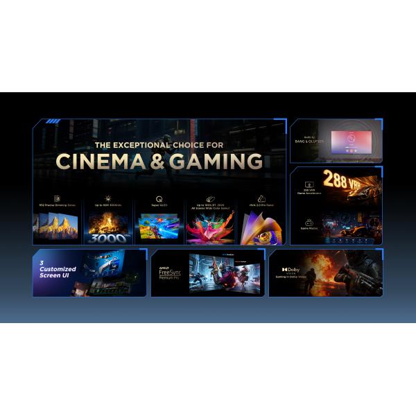 65C7L TVC LED 65 MINILED SQD GOOGLE TV 144 Hz HDR 3000 NIT AUDIO B&O 60 W BASE CENTRAL