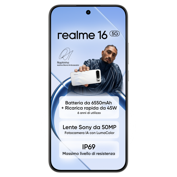 16 5G WH S.PHONE 5G 6.57 FHD+ 120HZ 8CORE 8/256 50+2MP FRONT 50MP 6550mAh