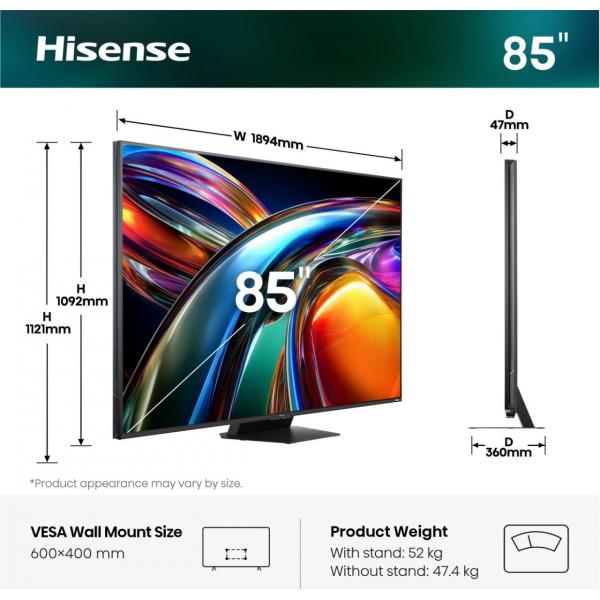 TV RGB MINILED 85"UHD 4K 170HZ T2/S2 SMART VIDAA