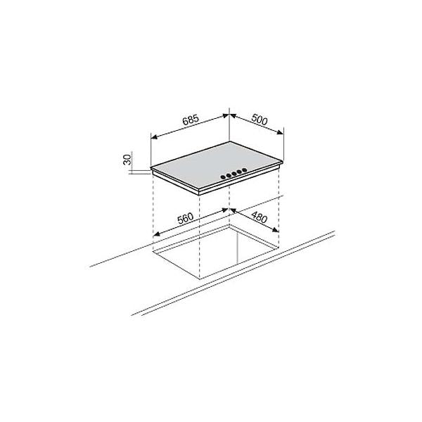P.COTT.GAS 70CM 5F VALVOLATO INOX
