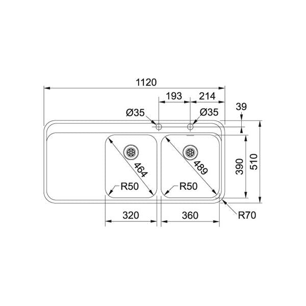 Franke Sinos SNX 221 SX Acciaio inossidabile