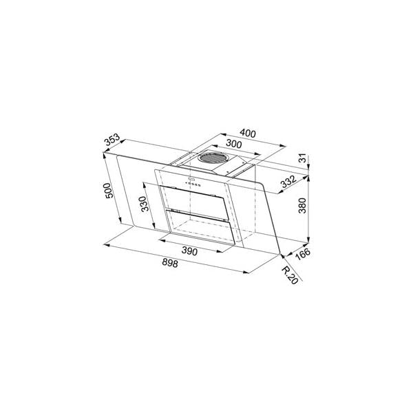 Franke Fusion FFU 905 BX XS Cappa aspirante a parete Nero, Acciaio inox 590 m/h