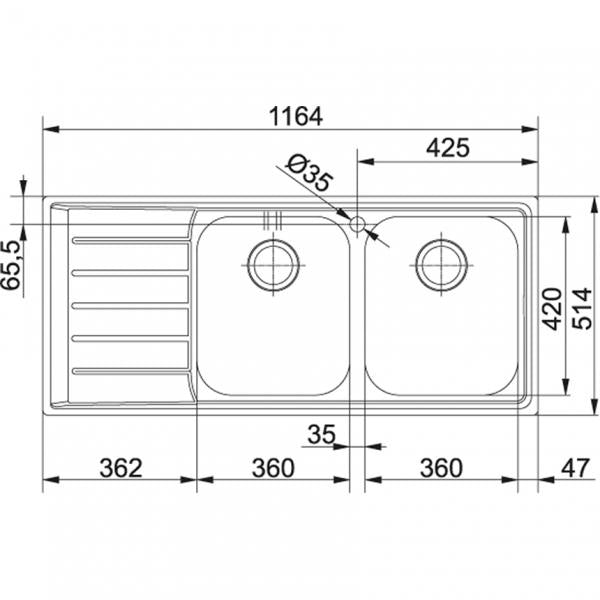 Franke NEX 221 Lavello montato su piano Rettangolare Acciaio inossidabile
