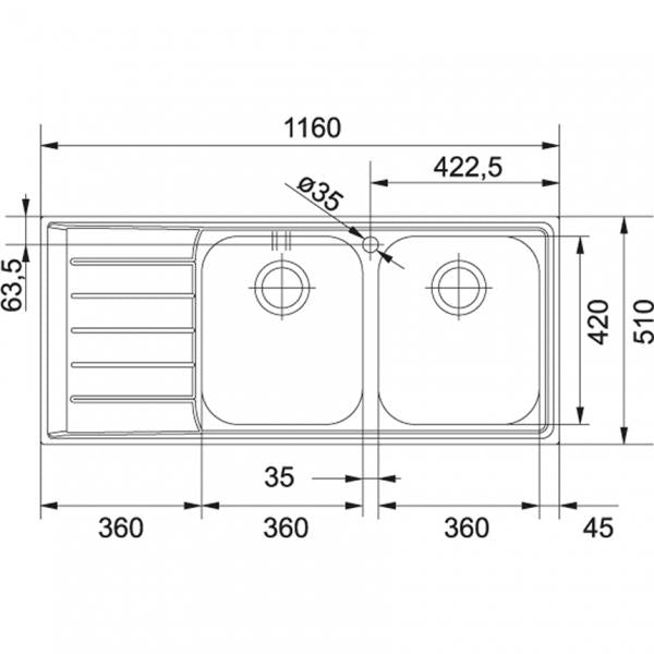 Franke NEX 621 Lavello montato su piano Rettangolare Acciaio inossidabile