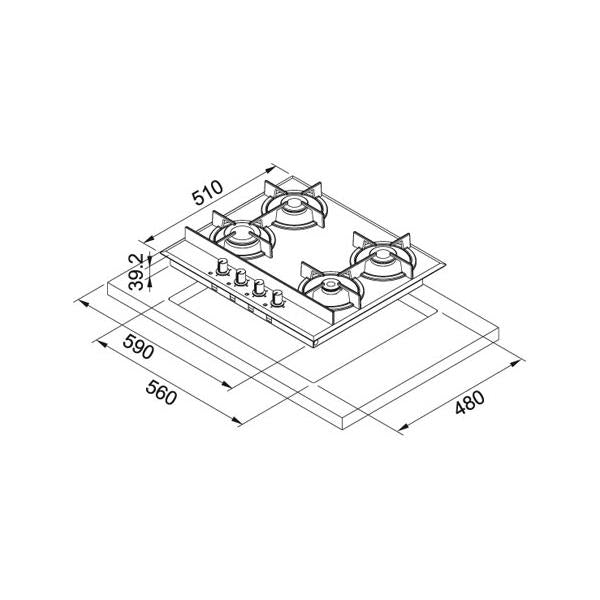 Franke Crystal FHCR 604 4G HE BK C Nero Da incasso 60 cm Gas 4 Fornello(i)
