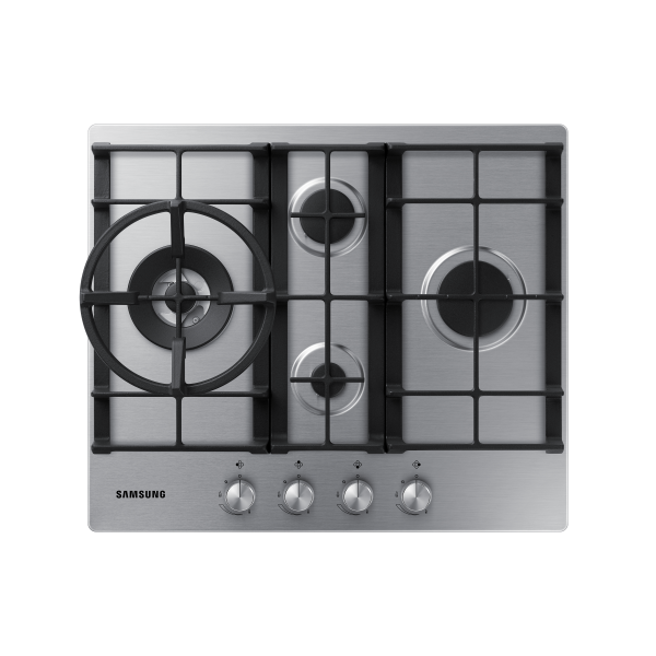 Samsung NA64H3031BS Piano cottura a gas 60cm 4 bruciatori Griglie in ghisa, Inox