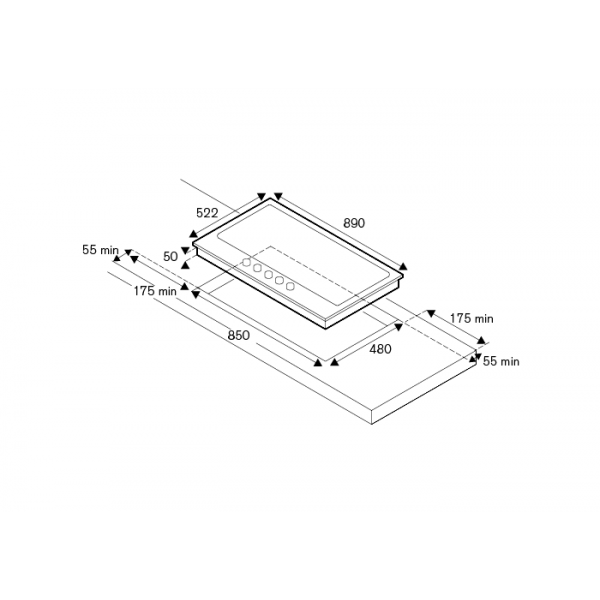 P.COTT.GAS 90CM 4F+1TRIPL.COR. G.GHISA FUTURA INOX