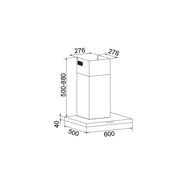 CAPPA ARREDO PARETE 60CM 3VEL F.CARBONE INOX
