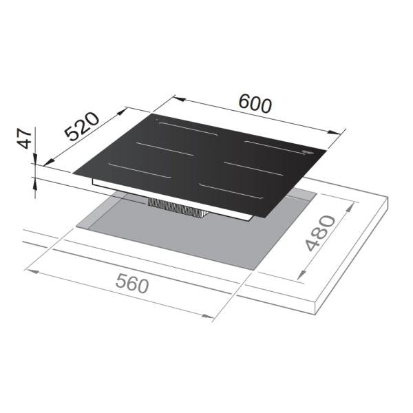 P.COTT.INDUZ.60CM 4ZONE BRIDGE LIFE FORO 48CM NERO
