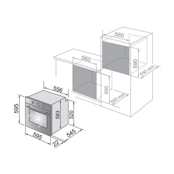 FORNO 60CM 74LT MULTIF.9 CL.A ANTRACITE