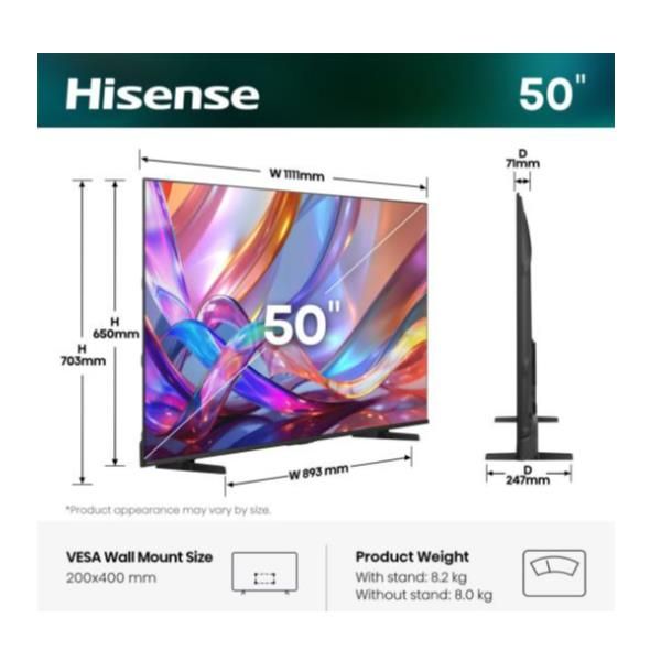 TV QLED 50"UHD 4K DVBT2/S2 SMART VIDAA