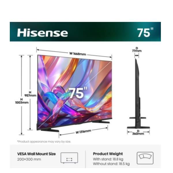 TV QLED 75"UHD 4K DVBT2/S2 SMART VIDAA