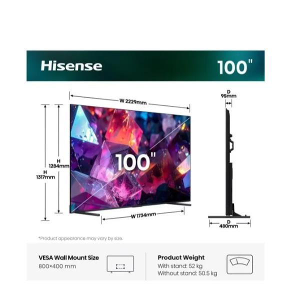 100E7S PRO TVC LED 100 QLED SMART TV HDR10+ 144HZ 400 NITS DOLBY VISION ATMOS P.LATERALI