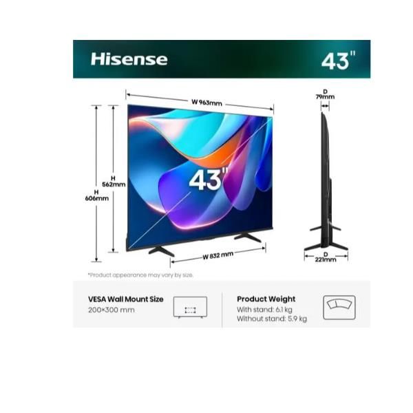 TV LED 43"UHD 4K DVBT2/S2 SMART VIDAA