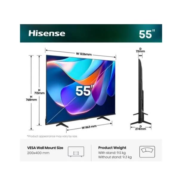 TV LED 55"UHD 4K DVBT2/S2 SMART VIDAA